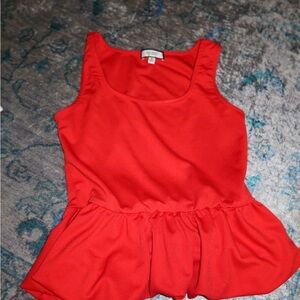 Red Sleeveless Peplum Top